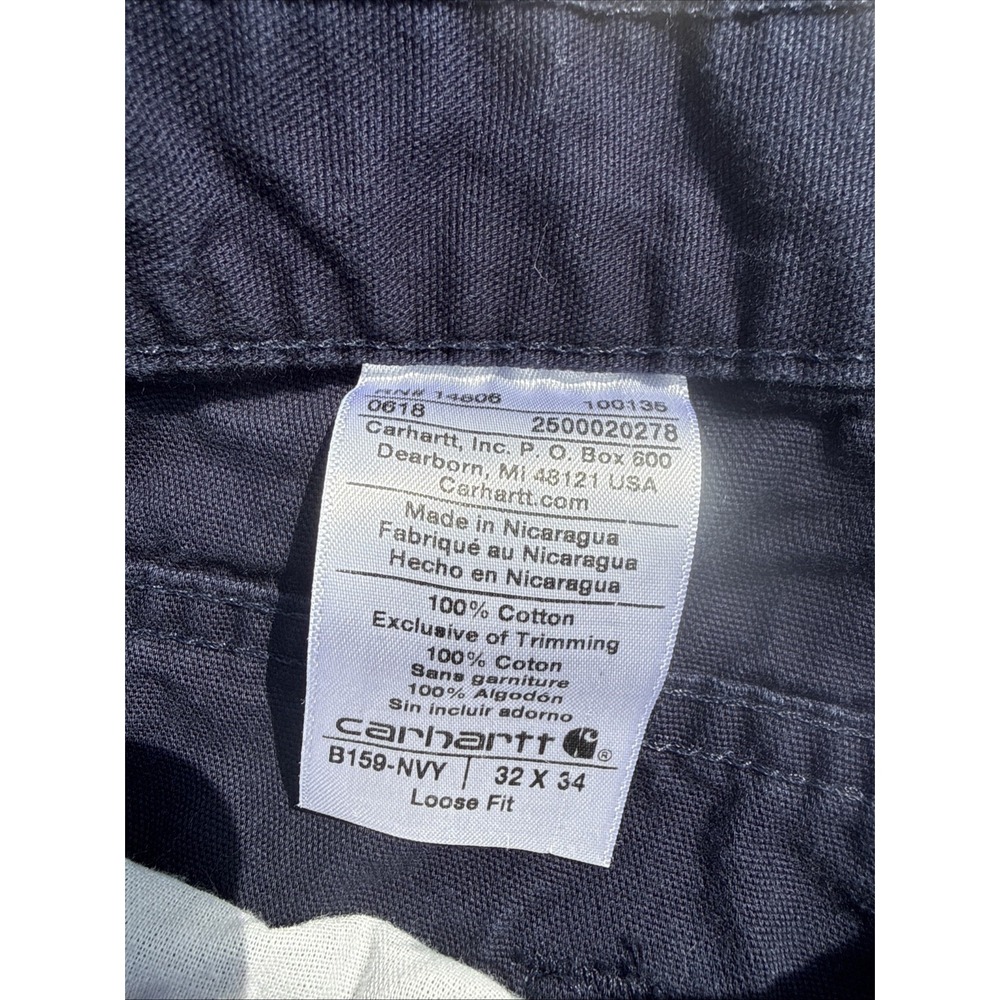 Carhartt B159 Loose Fit Cargo Work Pants Navy Men's 32x34 100% Cotton - Picture 4 of 4